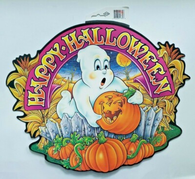 1997 Beistle Halloween Ghost Scene Die Cut Wall Hanging 16in New 