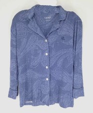 51 Ralph Lauren Women's Blue Stretch Viscose Sleepwear PJ Pajama Top Size S
