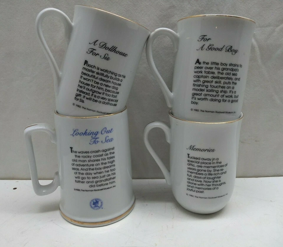 Norman Rockwell 4 Coffee Mug Soup Beer Mug Tea Milk Glass Cup with Caption White - Image 2 of 4