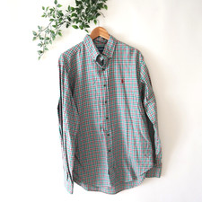 Ralph Lauren Men's Classic Fit Green Check Long Sleeve Cotton Button Shirt Large
