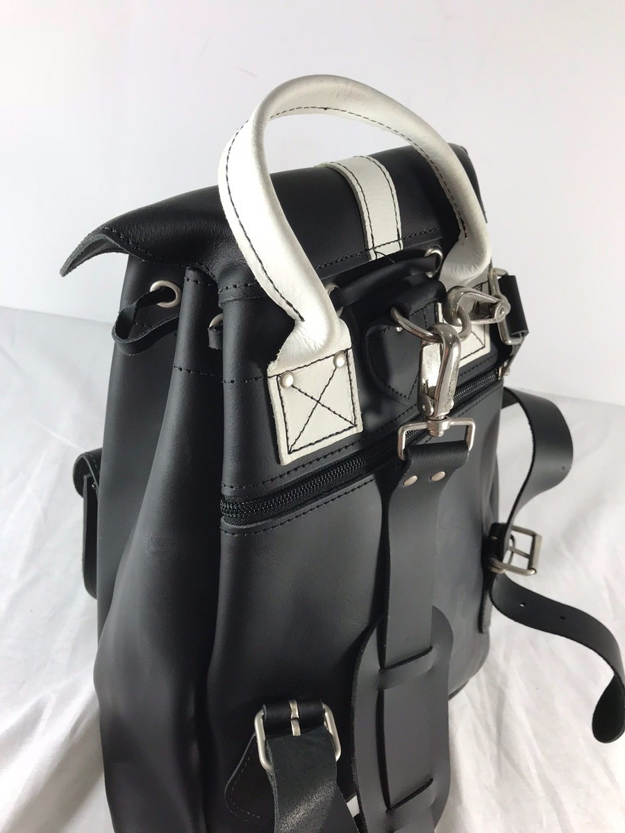 GRAFEA Black and White Leather Backpack Made in England | eBay