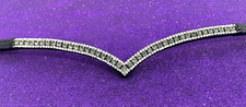 Latest Combination Grey  & White Diamond Clear Crystal 3 Row Leather Brow Band