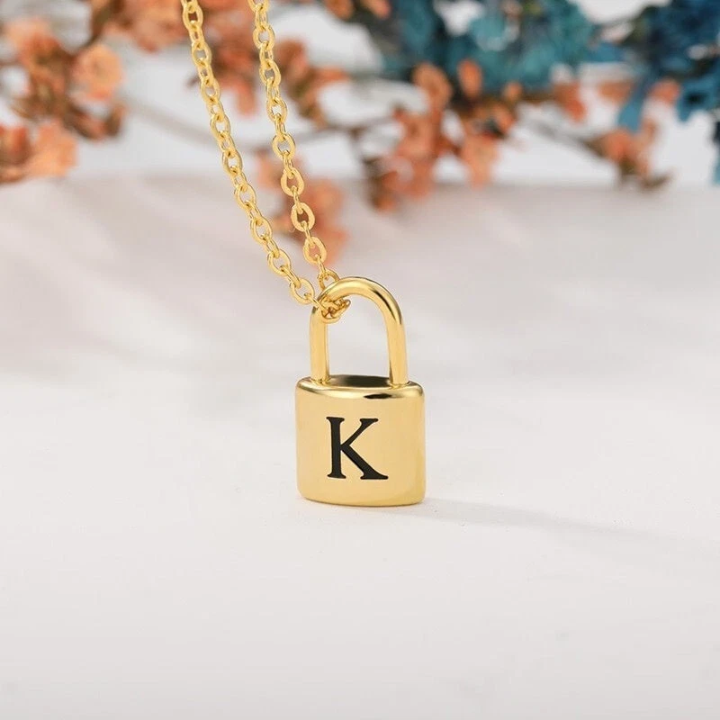 Dainty Gold Lock Necklace Padlock Necklace Gold Stainless 