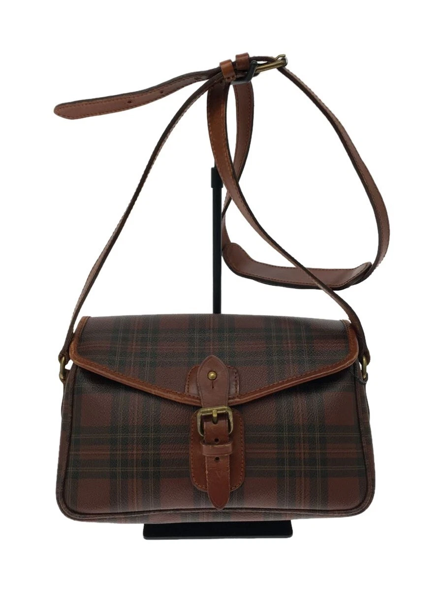 POLO RALPH LAUREN 80s vintage tartan check shoulder bag leather  