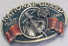 National Guard Army Air Force Vintage 1982 Belt Buckle Multicolor