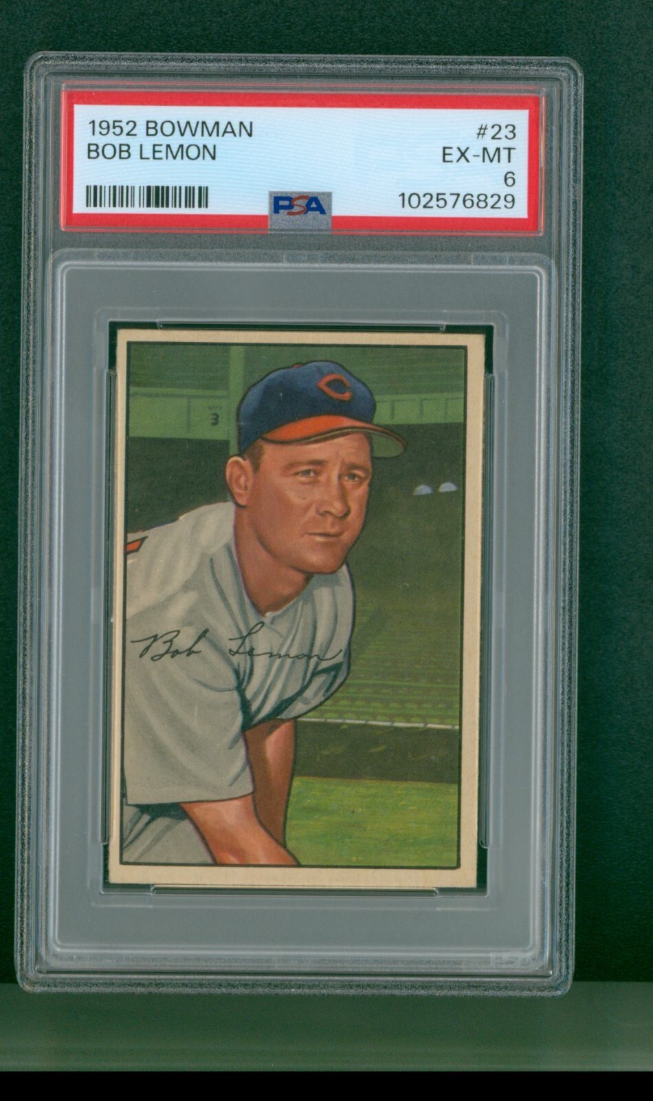 1952 Bowman Baseball Card - #23 Bob Lemon, PSA 6 EXMT