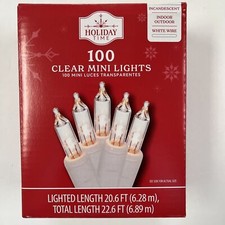 Holiday Time Clear Mini Lights 100 Incandescent Light Length 20.6 Ft White Wire