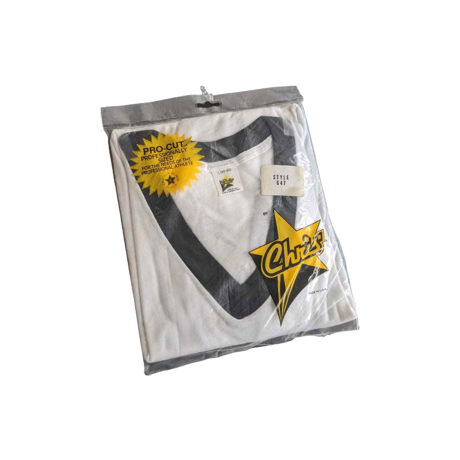 Chris's Pro Cut 3/4 Sleeve Vintage Blank Baseball T Shirt USA Black White Large