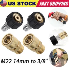 4X Pressure Washer Adapter Set M22 14mm to 3/8 Inch Quick Connect Fittings