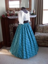 Civil War, Victorian, Trek, Western, Pioneer Dress Gown - Lovely Teal Floral