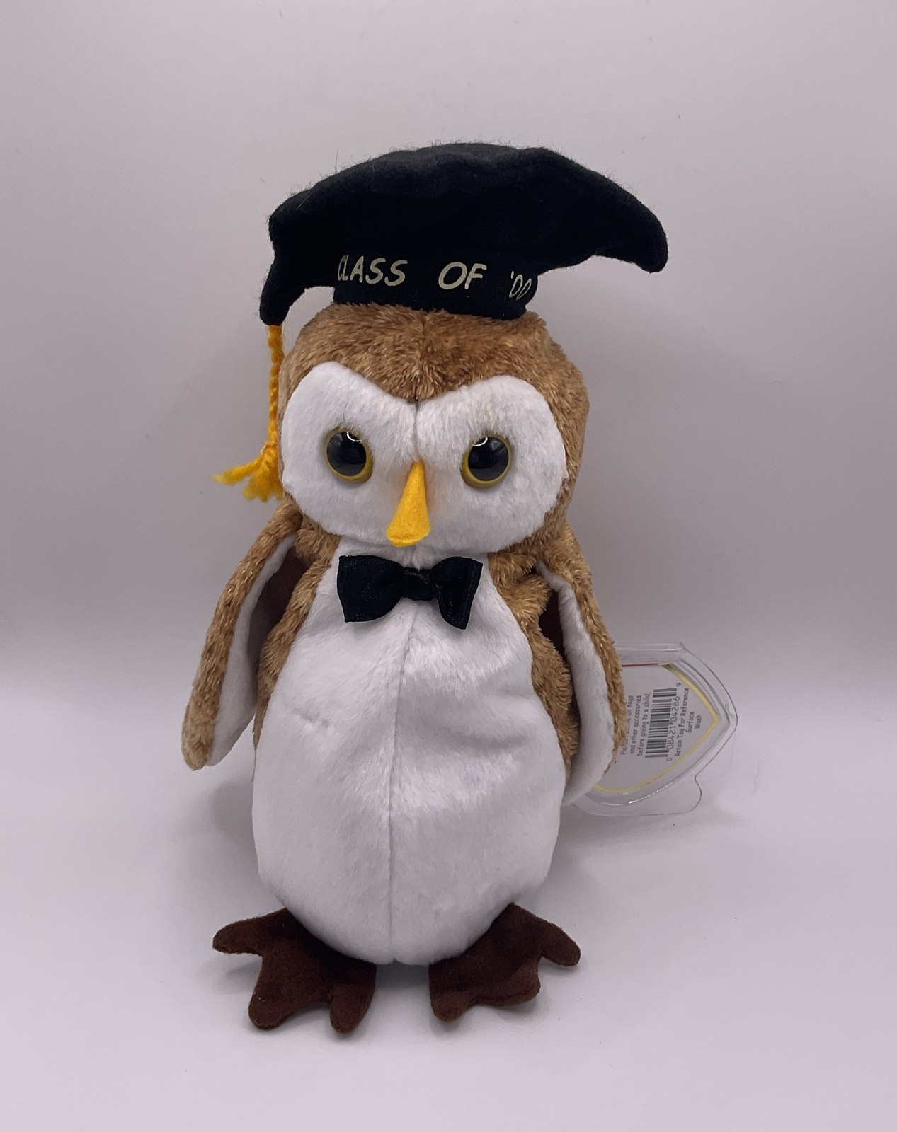 TY Beanie Baby Wisest Class Of 2000 Owl With Tag In Plastic Protector