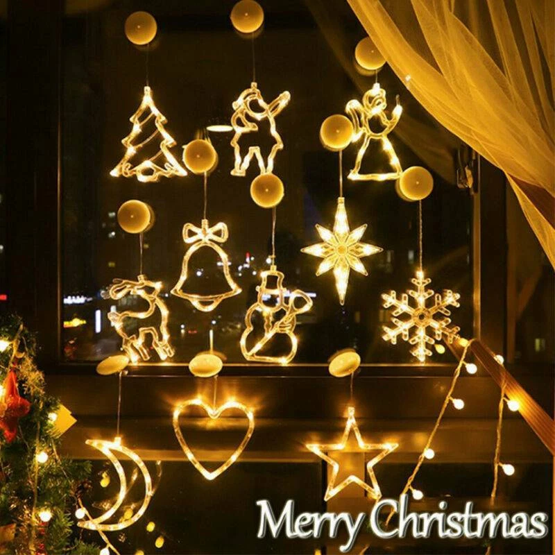 Xmas Party Tree Curtain Window Hanging Christmas String Light Indoor Decor Fairy - Image 2 of 4