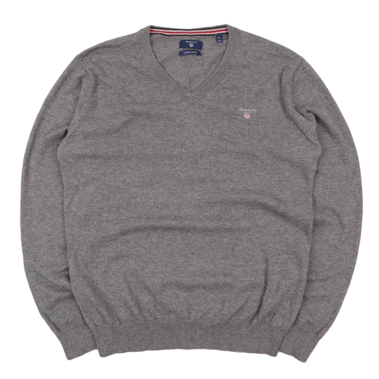 Men's GANT Grey Cotton Wool V Neck 