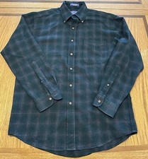Vintage Mens Plaid Sir Pendleton Button Up Shirt Medium Made In USA Virgin Wool