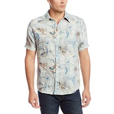 Margaritaville Men's Short Sleeve Perfect Weather Blue Button‎ Front Shirt