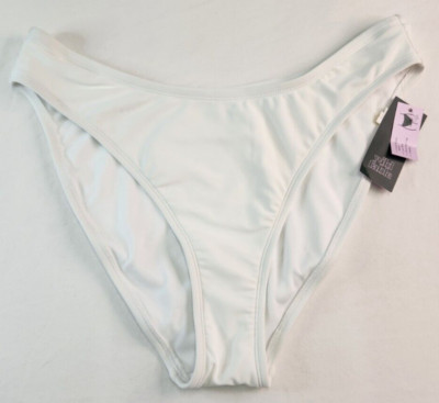 Wild Fable Womens White Low Rise High Leg Cheeky Swim Bottoms Size X 14-16 CUTE