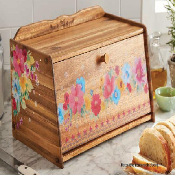 Pioneer Woman Acacia Bread Box, scratch resistant, durable, water