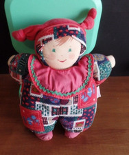 S23 / doudou poupée chiffon rouge bleu palmier poisson COROLLE vintage 1997