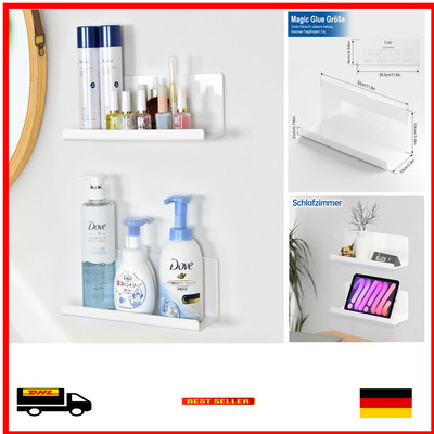 Toski Wall Shelf Pack 2 White Acrylic Floating Shelf