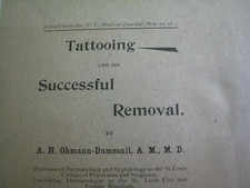 Antique c.1893 booklet ' Tattooing ...and Removing ' ...19th Century