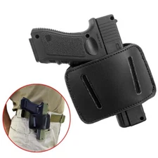 Tactical Ambidextrous IWB OWB Leather Gun Holster and Metal Clip Concealed Carry