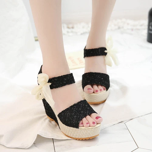 Womens Wedge Lace Up High Heels Summer Platform Sandals Casual Shoes Pumps Party - Bild 10 von 19