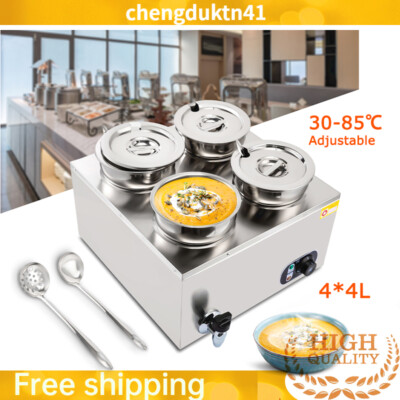 6L/16.8Qt Commercial Electric Soup Warmer Soup Station 1Round Pots Steam Kettle