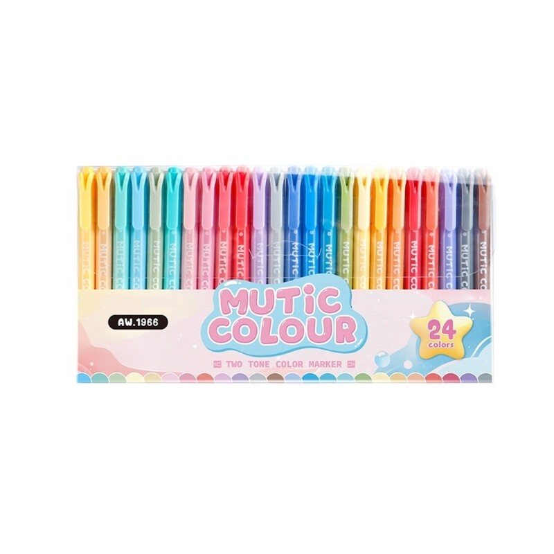 6-Color Double-Tip Highlighters Set for Vibrant Note-Taking-image