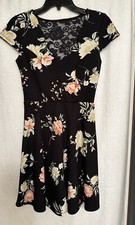 Three Pink Hearts Black Floral Lace Back Accent Mini Dress Size XS