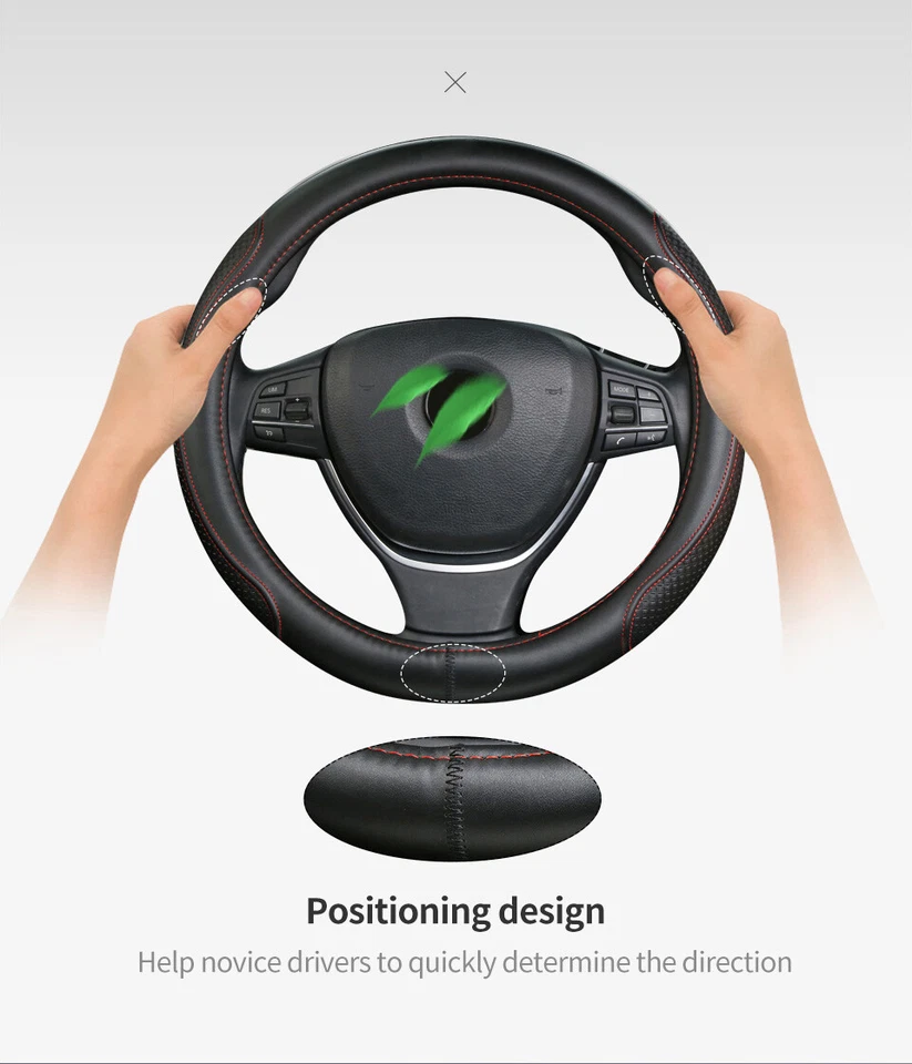 For Lincoln Car 15"/38cm Leather Steering Wheel Covers Breathable Anti-Slip Auto - Изображение 4 из 4