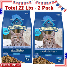 Blue Buffalo Wilderness Grain Free Chicken Dry Cat Food High Protein 11lb 2Pcs