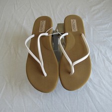 Flojos Fiesta Thong Slip On Flip Flop Sandal Shoe White/Tan 10 NWOB