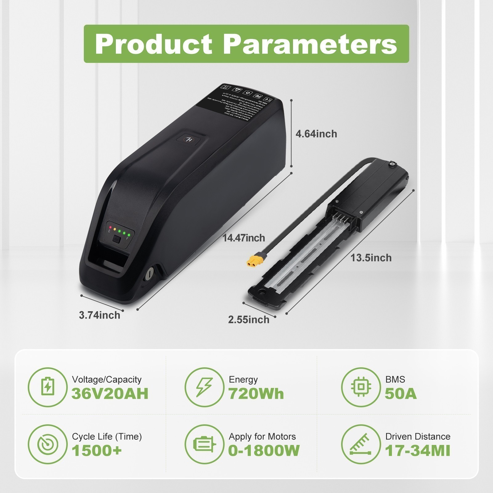 36V 48V 10Ah 15Ah 20Ah Lithium-ion EBike Battery For 100-1500W Motor BMS Bicycle