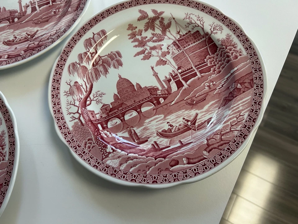 SET OF 3 Spode Archive Collection 10 3/8" PINK RED ROME DINNER PLATES  MINT - Image 3 of 4