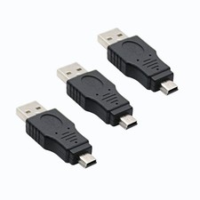 USB 2.0 Type A Plug to Mini USB Male Adapter 3-Pack for Digital Camera GPS