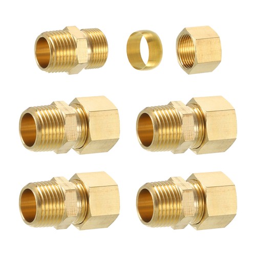 5Pcs Brass Pipe Fitting 5/8" OD x 1/2" NPT Male Brass Compression Tube Fitting