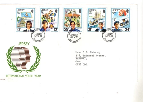1985 JERSEY - INTERNATIONAL YOUTH YEAR FDC FROM COLLECTION N33