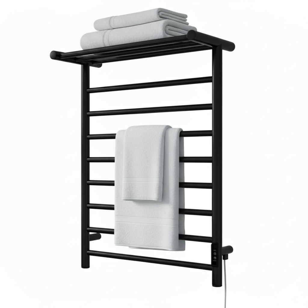 Chester Dry Electric Black Towel Rail Towel Warmer 660 x 550mm