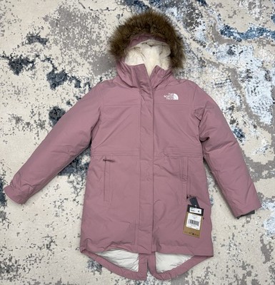 The North Face Arctic Parka Mauve Girls L (12) Hooded Insulated Faux Fur