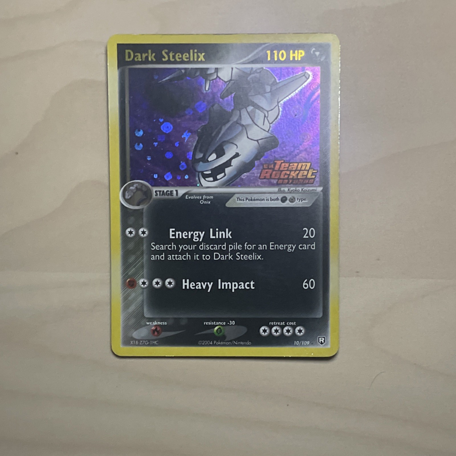 Pokemon Dark Steelix 10/109 Team Rocket Returns Reverse Holo 110 HP 2004 EN