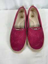 BZees SlipOn Shoes Womens Pink Palm Leaf Comfort Lightweight Jute Loafer Maui 11