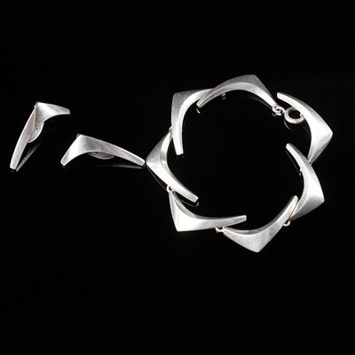 Eigil Jensen for Anton Michelsen   Denmark 925s Boomerang Bracelet & Earrings