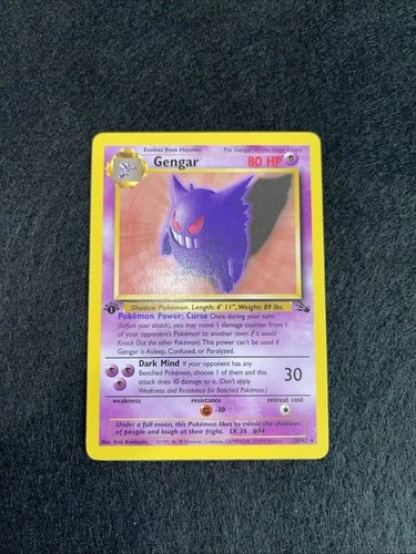 First 1st Edition Gengar 20/62 Pokemon Card TCG Fossil Non Holo