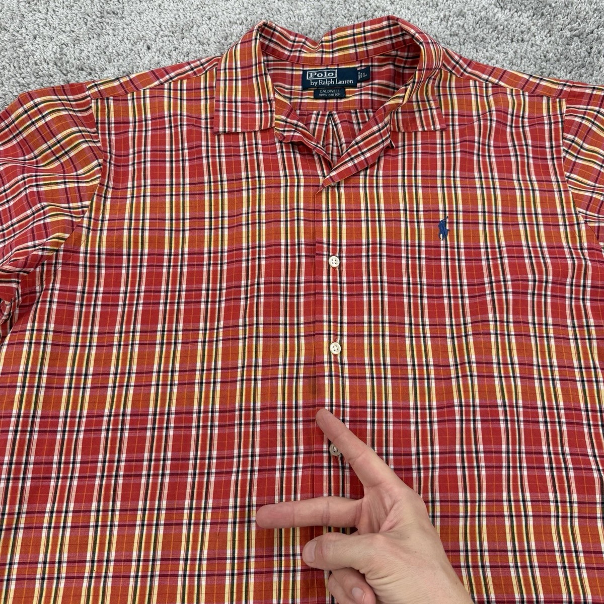 トップス Polo by Ralph Lauren Caldwell L Polo Ralph Lauren Caldwell Shirt Men's L Plaid VTG Camp Loop