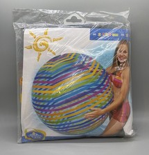 Vintage 2002 INTEX 48" Jumbo Inflatable Beach Ball Clear Striped 59070 Wet Set
