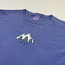 Life Is Good Shirt Mens Large Blue Get Out Mountains Trees Graphic Hiking Cotton