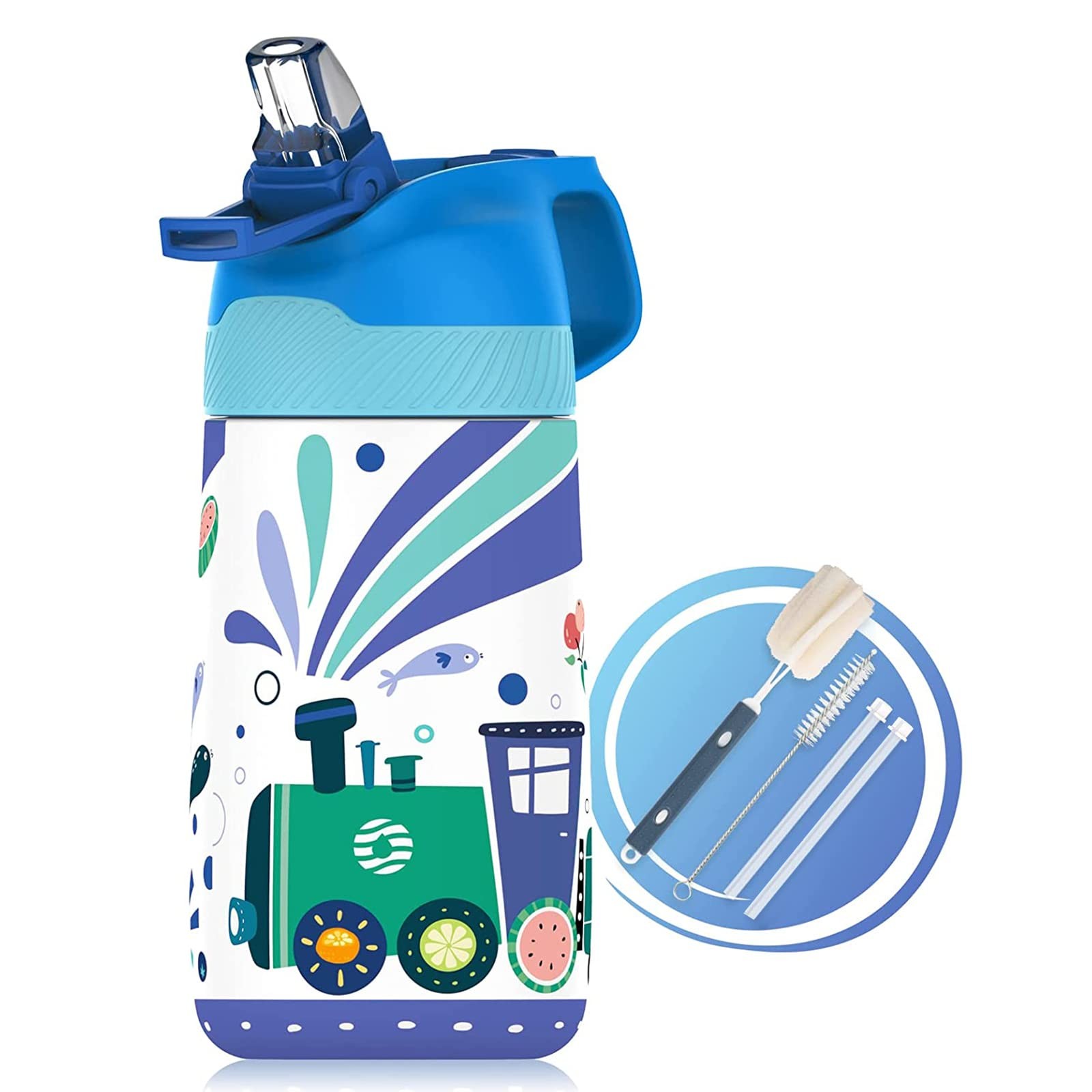 Fjbottle Borraccia Bambini Acciaio Inox con cannuccia 350ml, Borraccia (i4l)