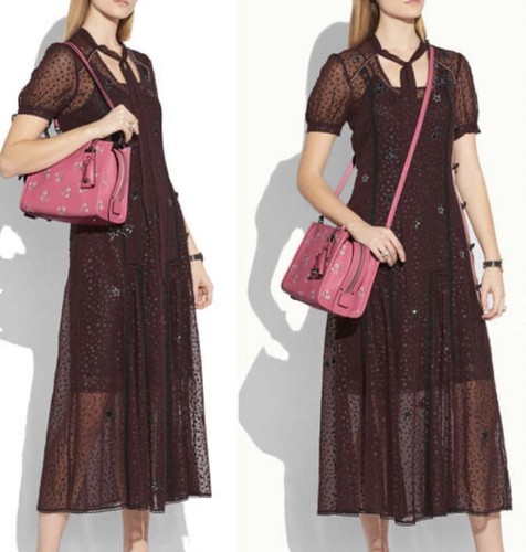 COACH Rogue 25 Floral Sequin Bow Print Handbag Purse Pink 26836 Online limited - Picture 14 of 24