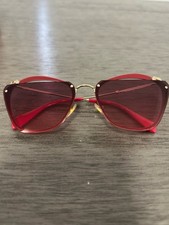 Miu Miu SMU54T CCG-PZ0 Sunglasses Red Gold Cat Eye Women s Authentic Italy