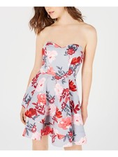 B DARLIN Womens Fit + Flare Mini Dress Silver Spaghetti Strap Juniors 12